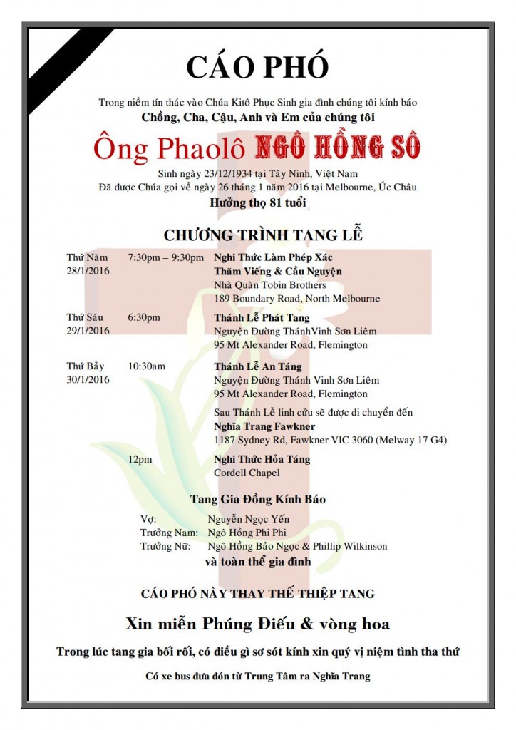 Cao pho Ong Phaolo Ngo Hong So